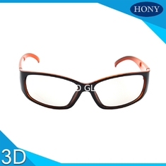 Twarda powłoka Rama Liniowe spolaryzowane okulary 3D w kolorze czarnym / pomarańczowym