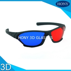 Plastikowe okulary 3D Anaglyph Szerokokątny Red Blue Soczewki Czarne ramki