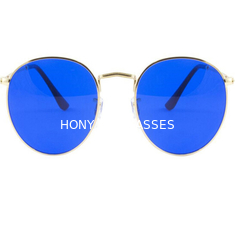 okrągłe wirtualne niebieskie okulary do terapii kolorami do aktywności na świeżym powietrzu